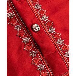 Babyhug Woven Full Sleeves Floral Embroidered Kurta Dhoti Set - Red