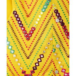 Babyhug Woven Full Sleeves Solid Dhoti Kurta Set With Mirror Embroidered Jacket - Yellow