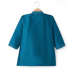 Babyhug Woven Full Sleeves Floral Sequinned Kurta & Dhoti Set - Teal Blue