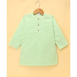 Babyhug Woven Full Sleeves Floral Embroidered Kurta Pajama Set - Light Green