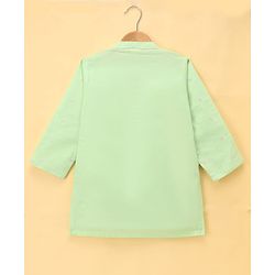 Babyhug Woven Full Sleeves Floral Embroidered Kurta Pajama Set - Light Green