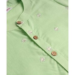 Babyhug Woven Full Sleeves Floral Embroidered Kurta Pajama Set - Light Green