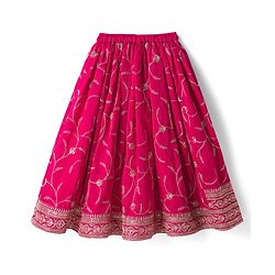 Babyhug Georgette Woven Half Sleeves Embroidered Choli Lehenga Set with Dupatta - Hot Pink