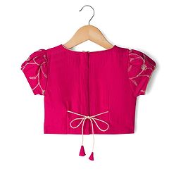 Babyhug Georgette Woven Half Sleeves Embroidered Choli Lehenga Set with Dupatta - Hot Pink
