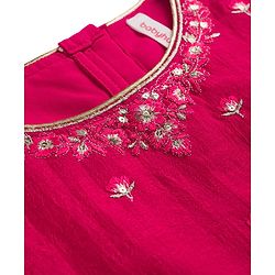 Babyhug Georgette Woven Half Sleeves Embroidered Choli Lehenga Set with Dupatta - Hot Pink