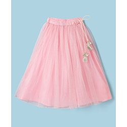 Babyhug Net Woven Sleeveless Sequinned Choli & Shimmer Net Embroidered Lehenga Set With Dupatta - Pink