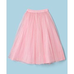 Babyhug Net Woven Sleeveless Sequinned Choli & Shimmer Net Embroidered Lehenga Set With Dupatta - Pink