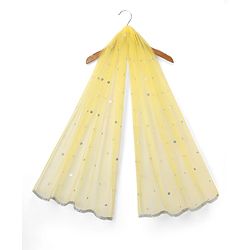 Babyhug Net Woven Half Sleeves Embroidered Lehenga With Mirror Embroidered Choli and Dupatta Set- Yellow