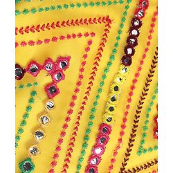 Babyhug Net Woven Half Sleeves Embroidered Lehenga With Mirror Embroidered Choli and Dupatta Set- Yellow