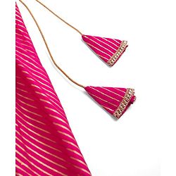 Babyhug Chanderi Woven Half Sleeves Kolka Printed & Embroidered Choli Lehenga  & Dupatta Set -Fuchsia