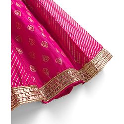 Babyhug Chanderi Woven Half Sleeves Kolka Printed & Embroidered Choli Lehenga  & Dupatta Set -Fuchsia