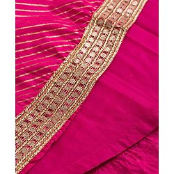 Babyhug Chanderi Woven Half Sleeves Kolka Printed & Embroidered Choli Lehenga  & Dupatta Set -Fuchsia