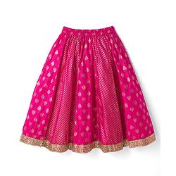 Babyhug Chanderi Woven Half Sleeves Kolka Printed & Embroidered Choli Lehenga  & Dupatta Set -Fuchsia
