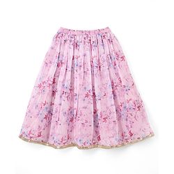 Babyhug Chanderi Woven Sleeveless Lehenga Choli and Dupatta Set With Sequin Detailing & Floral Print & Embroidery - Pink