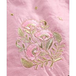 Babyhug Chanderi Woven Sleeveless Lehenga Choli and Dupatta Set With Sequin Detailing & Floral Print & Embroidery - Pink