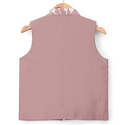 Babyhug Woven Solid Kurta Pyjama Set With Floral Embroidered Jacket - Light Pink