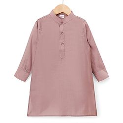 Babyhug Woven Solid Kurta Pyjama Set With Floral Embroidered Jacket - Light Pink