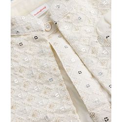Babyhug Woven Full Sleeves Solid Kurta & Pyjama Set With Sequinned Embroidered Jacket - White
