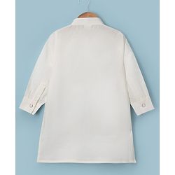 Babyhug Woven Full Sleeves Solid Kurta & Pyjama Set With Sequinned Embroidered Jacket - White