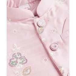Babyhug Woven Full Sleeves Solid Kurta Pyjama Set With Embroidered Jacket - Purple