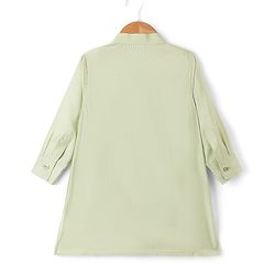 Babyhug Woven Full Sleeves Solid Kurta & Pyjama Set With Floral Embroidered Jacket - Light Green