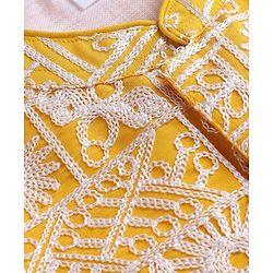 Babyhug Woven Full Sleeves SOLID Kurta & Pyjama Set With Floral Embroidered Jacket - Yellow