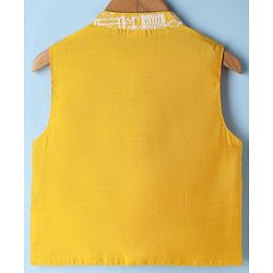 Babyhug Woven Full Sleeves SOLID Kurta & Pyjama Set With Floral Embroidered Jacket - Yellow