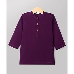 Babyhug Woven Full Sleeves Solid Kurta & Pyjama Set With Floral & Birds Embroidered Jacket - Purple