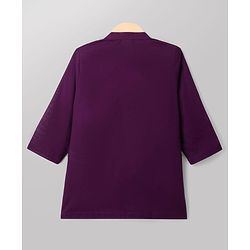 Babyhug Woven Full Sleeves Solid Kurta & Pyjama Set With Floral & Birds Embroidered Jacket - Purple