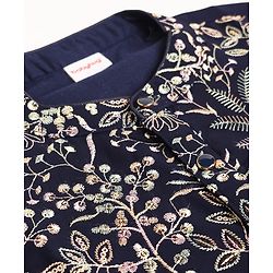 Babyhug Woven Full Sleeves Embroidered Kurta Set - Navy Blue