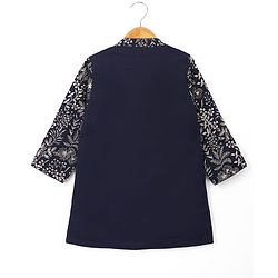 Babyhug Woven Full Sleeves Embroidered Kurta Set - Navy Blue