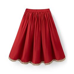 Babyhug Woven Half Sleeves Floral Embroidered Choli & Lehenga Set With Dupatta - Red