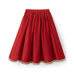Babyhug Woven Half Sleeves Floral Embroidered Choli & Lehenga Set With Dupatta - Red