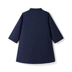 Babyhug Woven Full Sleeves Solid Kurta Pyjama Set With Velvet Thread Embroidered Jacket - Navy Blue