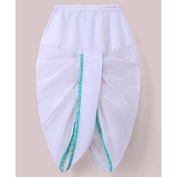 Babyhug Cambric Woven Dhoti Kurta Set and Jacket with Full Sleeves and Striped Print - White