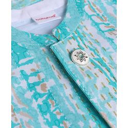 Babyhug Cambric Woven Dhoti Kurta Set and Jacket with Full Sleeves and Striped Print - White