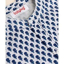 Babyhug 100% Cotton Cambric Woven Full Sleeves Front Open Kurta & Dhoti Set with Floral Print in Blue