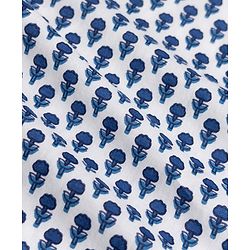 Babyhug 100% Cotton Cambric Woven Full Sleeves Front Open Kurta & Dhoti Set with Floral Print in Blue