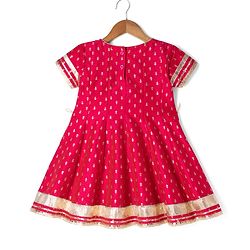 Babyhug Woven Floral Foil Printed Half Sleeves Kurti Churidar and Dupatta Set - Fuschia
