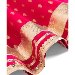 Babyhug Woven Floral Foil Printed Half Sleeves Kurti Churidar and Dupatta Set - Fuschia