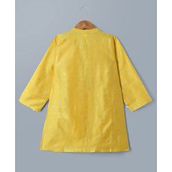 Babyhug Woven Full Sleeves Kurta Pajama Set with Floral Foil Print - Yellow