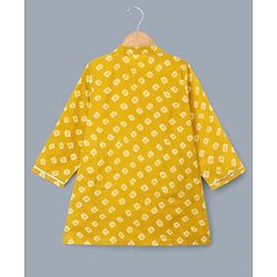 Babyhug 100% Cotton Woven Full Sleeves Printed Kurta & Pyjama Set With Lace Detailing - Lime Green