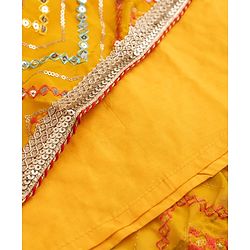 Babyhug Georgette Woven Sleeveless Sequinned & Floral Embroidered Choli Lehenga  and Dupatta Set - Red