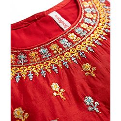 Babyhug Georgette Woven Sleeveless Sequinned & Floral Embroidered Choli Lehenga  and Dupatta Set - Red