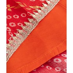 Babyhug Woven Sleeveless Kotta Foil Floral Printed Lehenga Choli & Dupatta Set - Orange