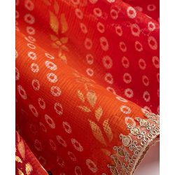 Babyhug Woven Sleeveless Kotta Foil Floral Printed Lehenga Choli & Dupatta Set - Orange