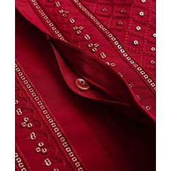 Babyhug Woven Full Sleeves Sequinned Kurta Dhoti Set - Red