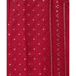 Babyhug Woven Full Sleeves Sequinned Kurta Dhoti Set - Red