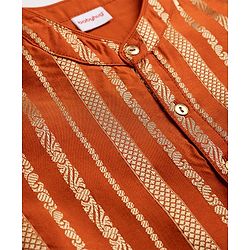 Babyhug Woven Full Sleeves Striped Kurta & Pyjama Set - Orange