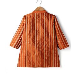 Babyhug Woven Full Sleeves Striped Kurta & Pyjama Set - Orange